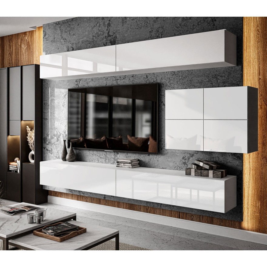 TV-Wohnwand COLGANTE IV weiß Hochglanz mit LED TV-Wohnwand COLGANTE IV weiß Hochglanz mit LED