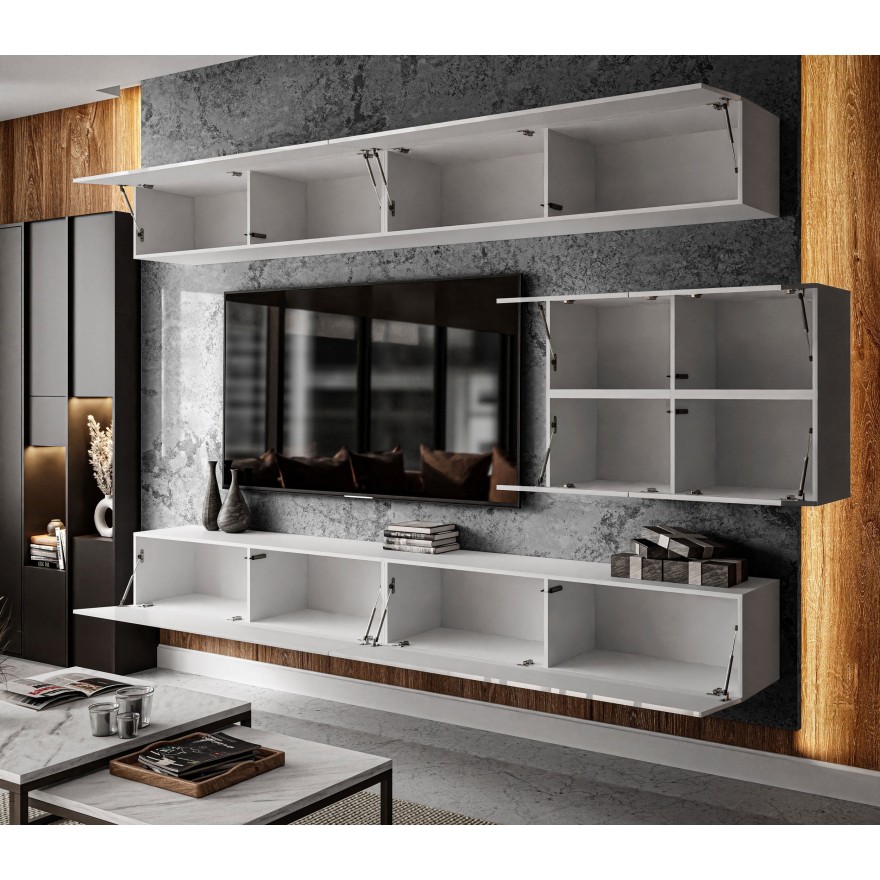 TV-Wohnwand COLGANTE IV weiß Hochglanz mit LED TV-Wohnwand COLGANTE IV weiß Hochglanz mit LED