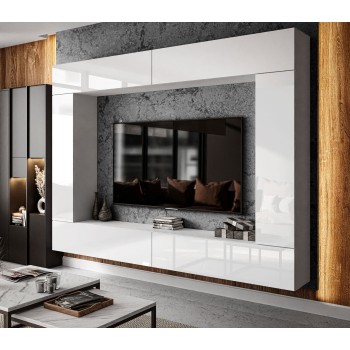 TV-Wohnwand COLGANTE V weiß Hochglanz mit LED