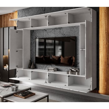 TV-Wohnwand COLGANTE V weiß Hochglanz mit LED