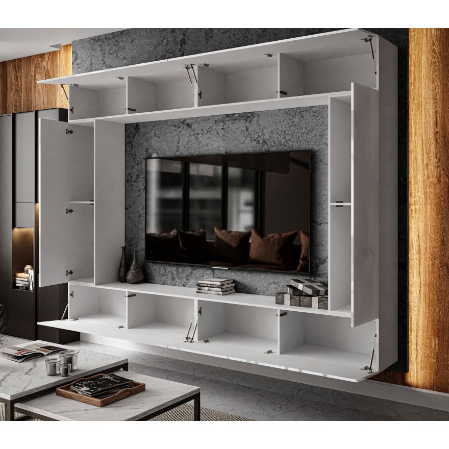 TV-Wohnwand COLGANTE V weiß Hochglanz mit LED