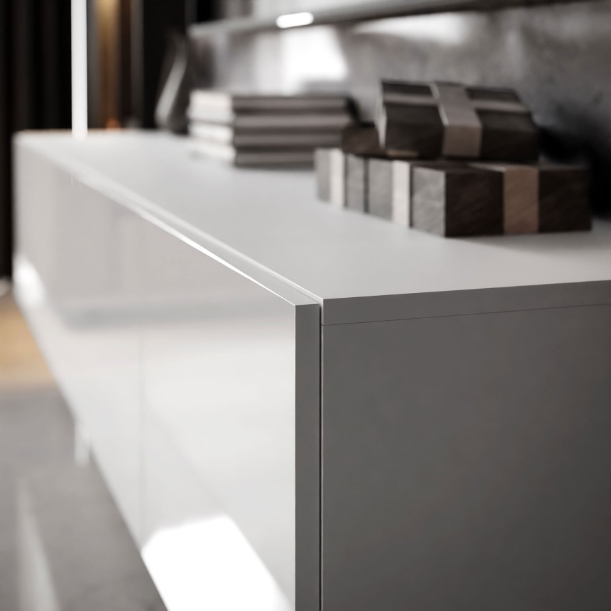 TV-Wohnwand COLGANTE V weiß Hochglanz mit LED