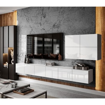 TV-Wohnwand COLGANTE VI weiß Hochglanz mit LED