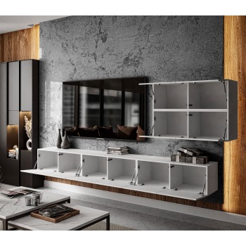 TV-Wohnwand COLGANTE VI weiß Hochglanz mit LED