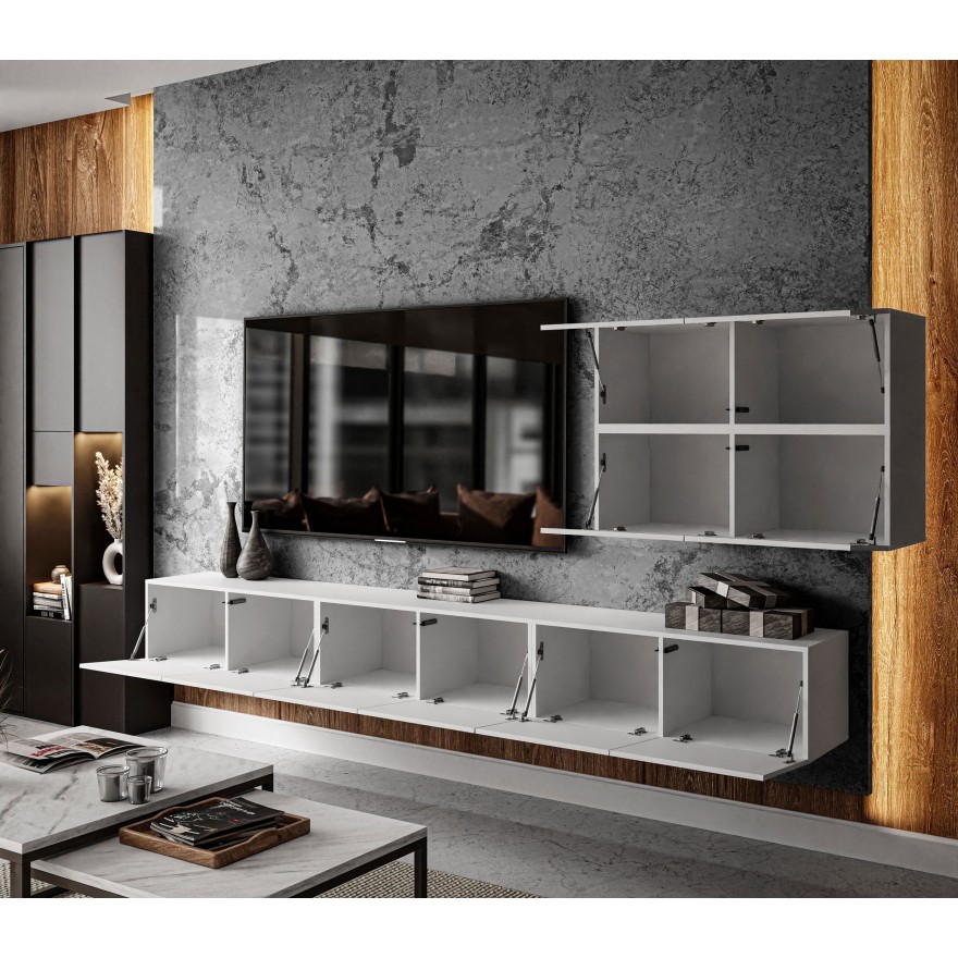 TV-Wohnwand COLGANTE VI weiß Hochglanz mit LED