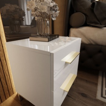 Nachttisch LINA LUX GOLD goldene Beine glänzende Platte