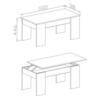 Ausklappbarer Couchtisch APERTO
