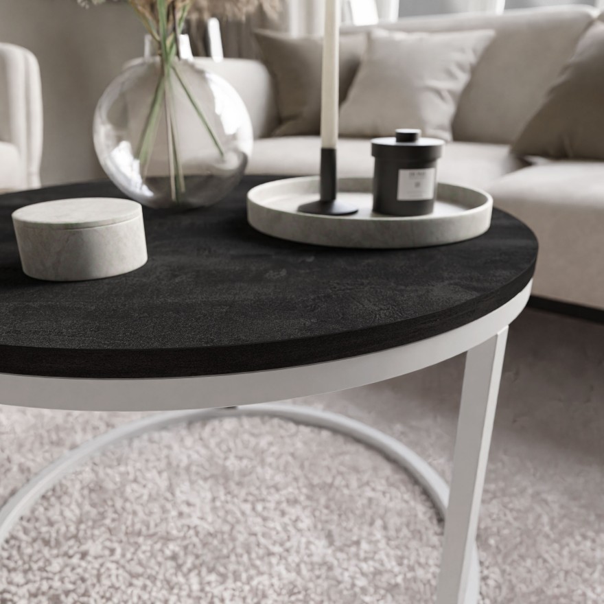 Runder Couchtisch CIRI dunkler Beton Runder Couchtisch CIRI dunkler Beton