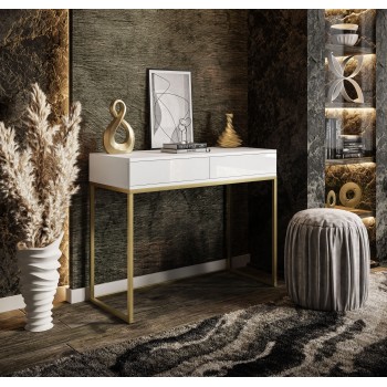 Konsolentisch BLANCO Gold auf goldenem Rahmen