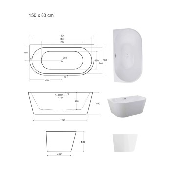 Freistehende Wandbadewanne VIKI