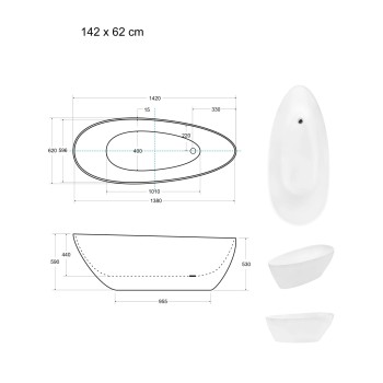 Freistehende Badewanne ZOYA GLAM