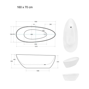 Freistehende Badewanne ZOYA GLAM