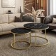 Okrągły stolik kawowy 2w1 CIRI SLIM złoty ciemny beton