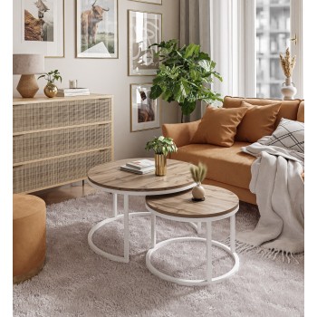 Runder Couchtisch 2in1 CIRI SLIM Artisan / Wotan / Stirling Eiche