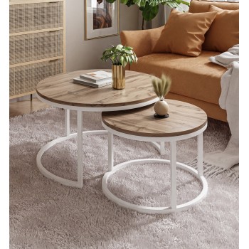 Runder Couchtisch 2in1 CIRI SLIM Artisan / Wotan / Stirling Eiche